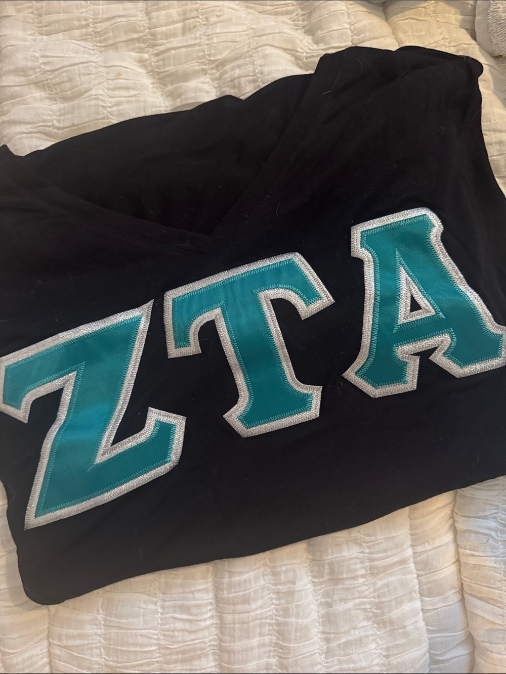 Black Kids Hoodie with Teal Lettering - ZTA Style